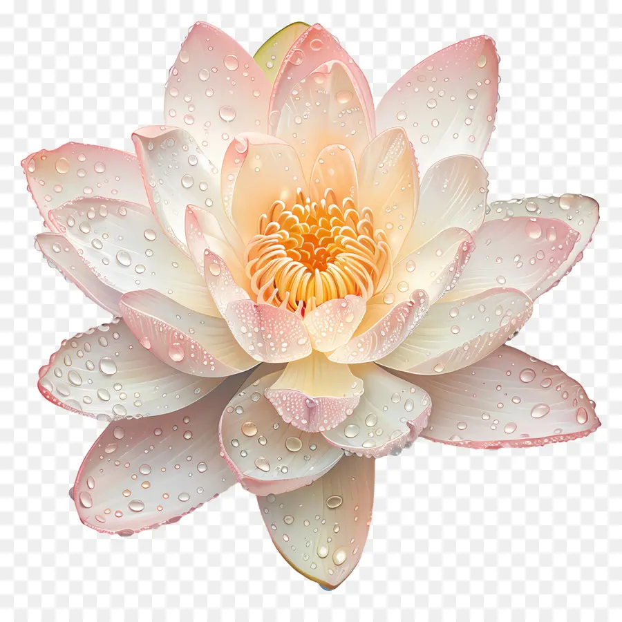Dew Blume Rosa Lotus Blume Dewdrops Goldenes Zentrum - Rosa Lotusblume mit Dewdrops in Vase