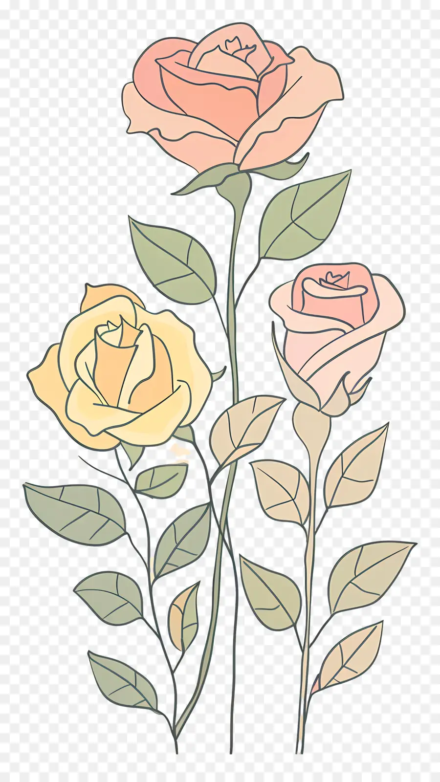 rosa Rosen - Lebendige rosa und gelbe Rosen auf Stiel