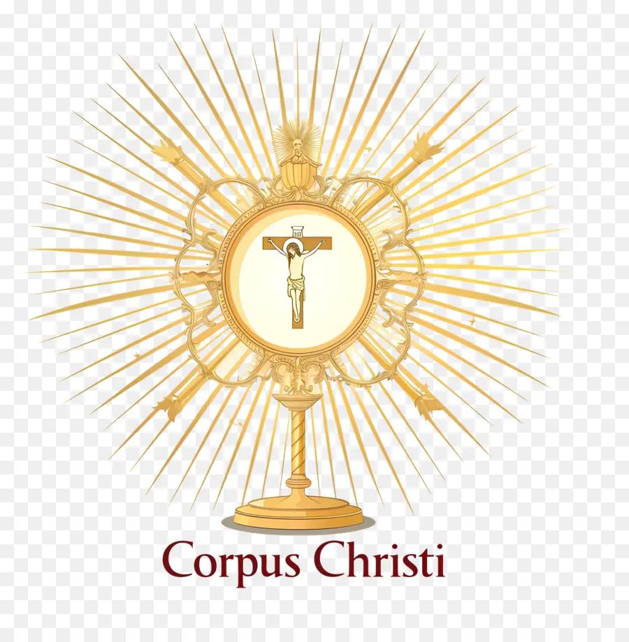 Corpus Christi Christianità Croce religiosa di spine - Croce d'oro con corona di spine, persona luminosa