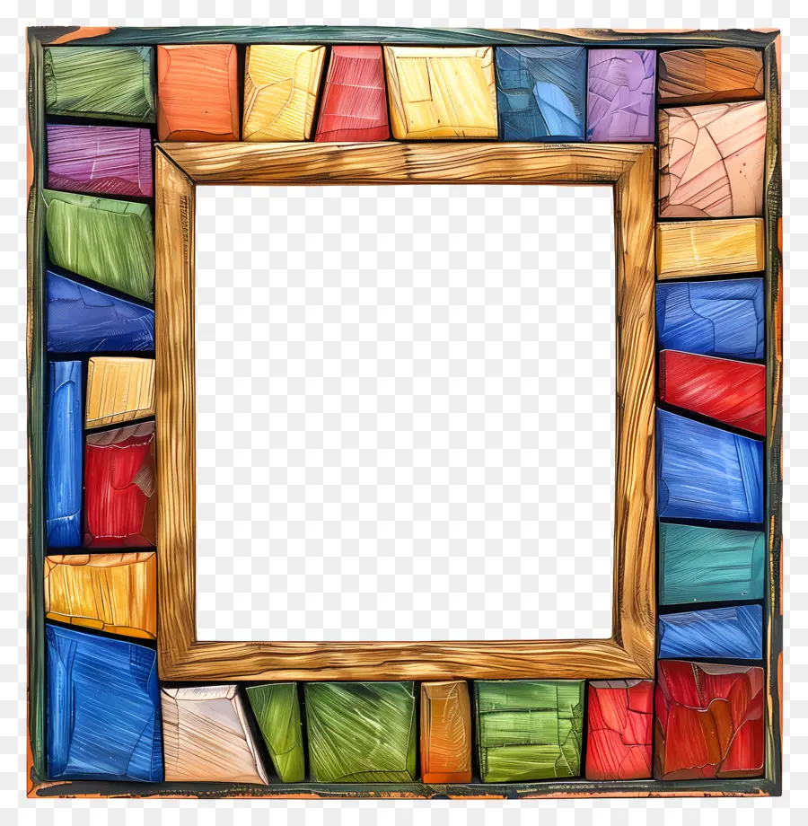 Mehrfarbiger Rahmen - Mehrfarbiger Holzrahmen mit strukturierter Glasoberfläche