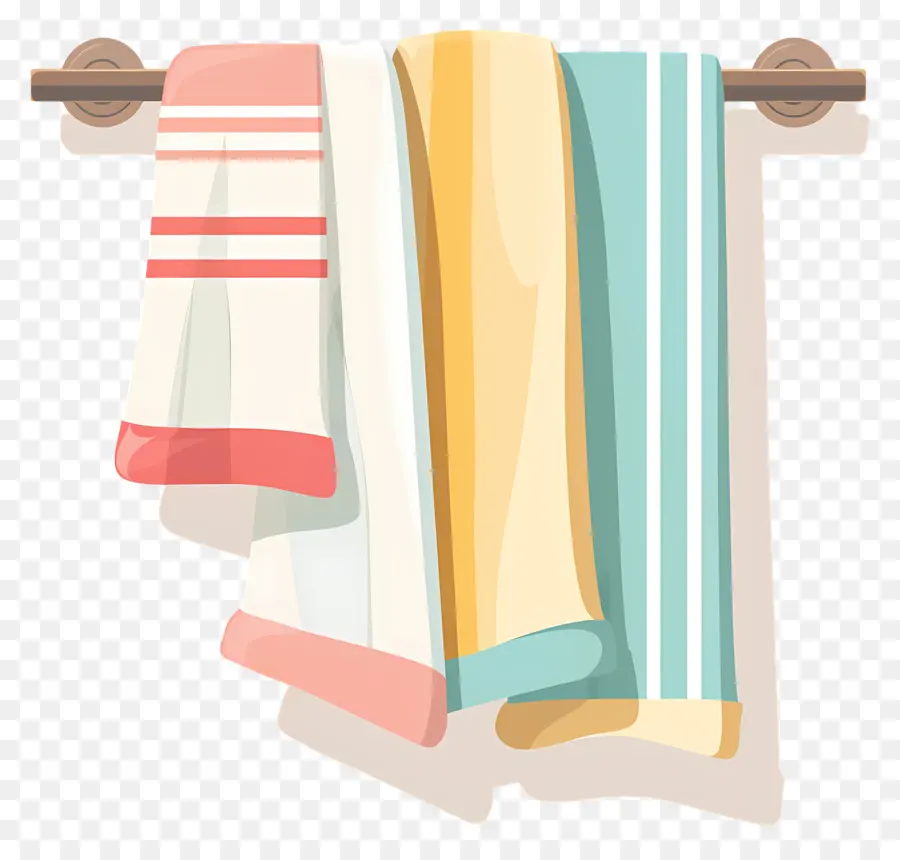 Handtuch -Handtuch -Hängestange Handtuch - Buntes gefaltetes Handtuch auf Holzstange