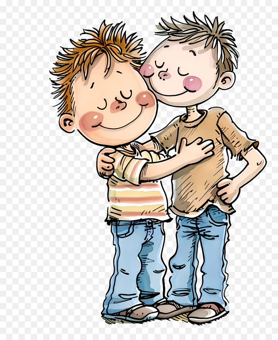 il giorno del fratello abbracciano i ragazzi capelli rossi capelli biondi che abbracciano - Due ragazzi che abbracciano, capelli rossi e biondi