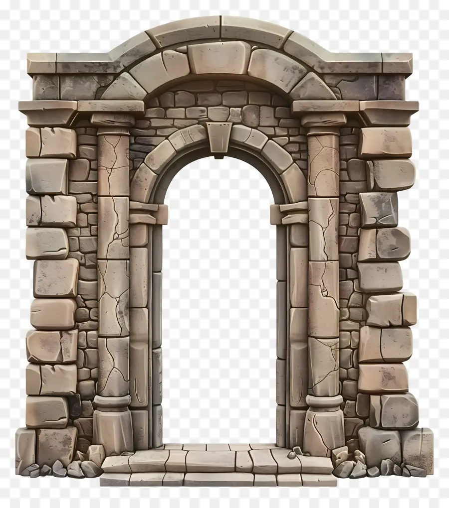 Khung cửa đá Arch Arch Monument Kiến trúc lịch sử - Lối vào vòm bằng đá cũ với bóng tối