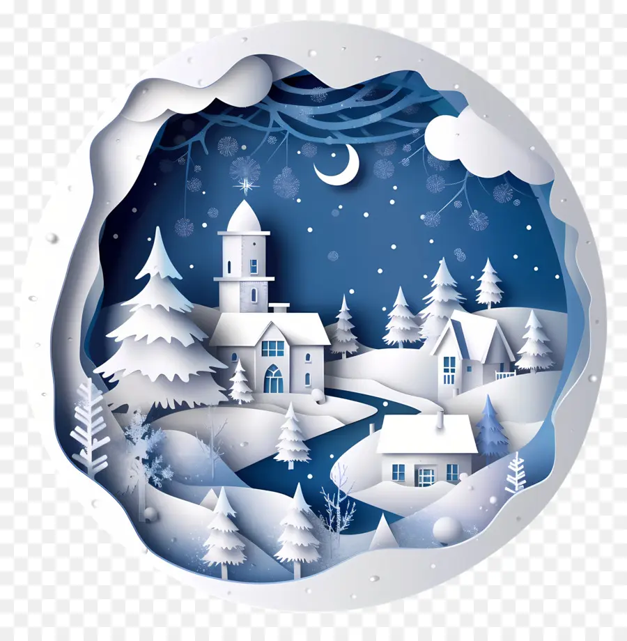 đồ trang trí giáng sinh - Dãy núi tuyết, thị trấn với đồ trang trí Giáng sinh