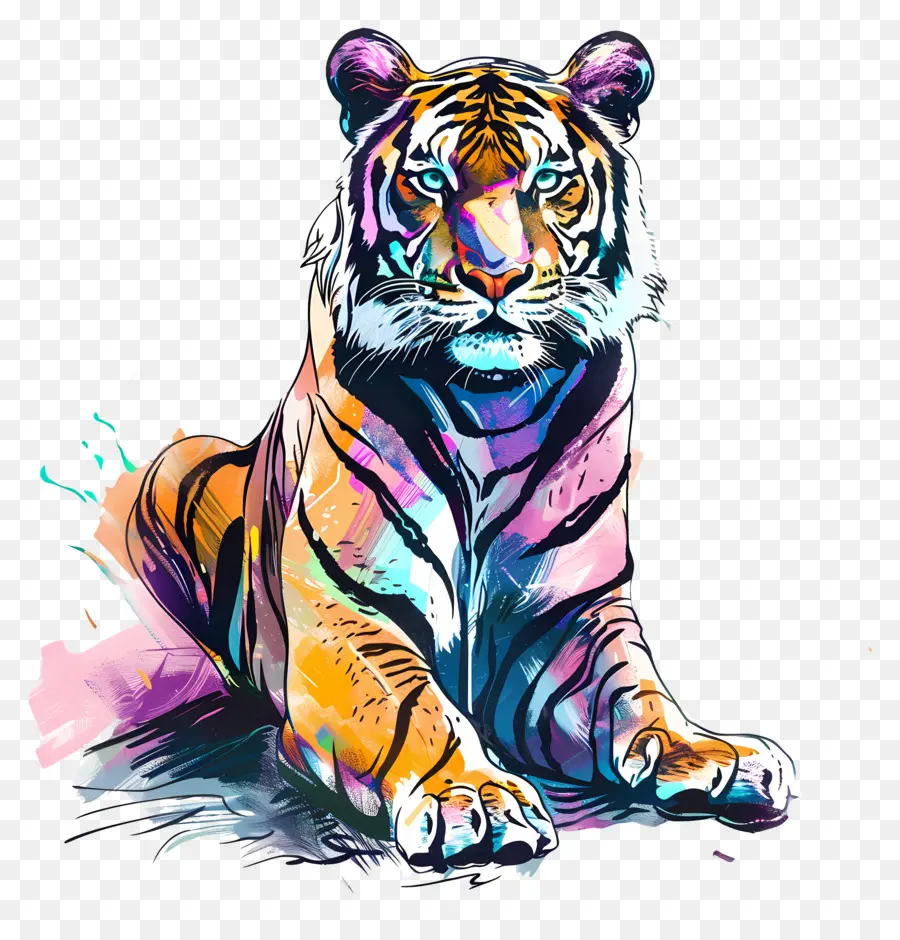 Royal Bengal Tiger Tiger Wild Cat Asia Indien - Buntes Tiger sitzt mit geschlossenen Augen