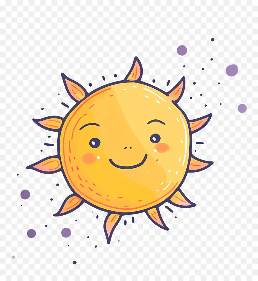sole di disegno - Sole felice con occhi chiusi, punti bianchi