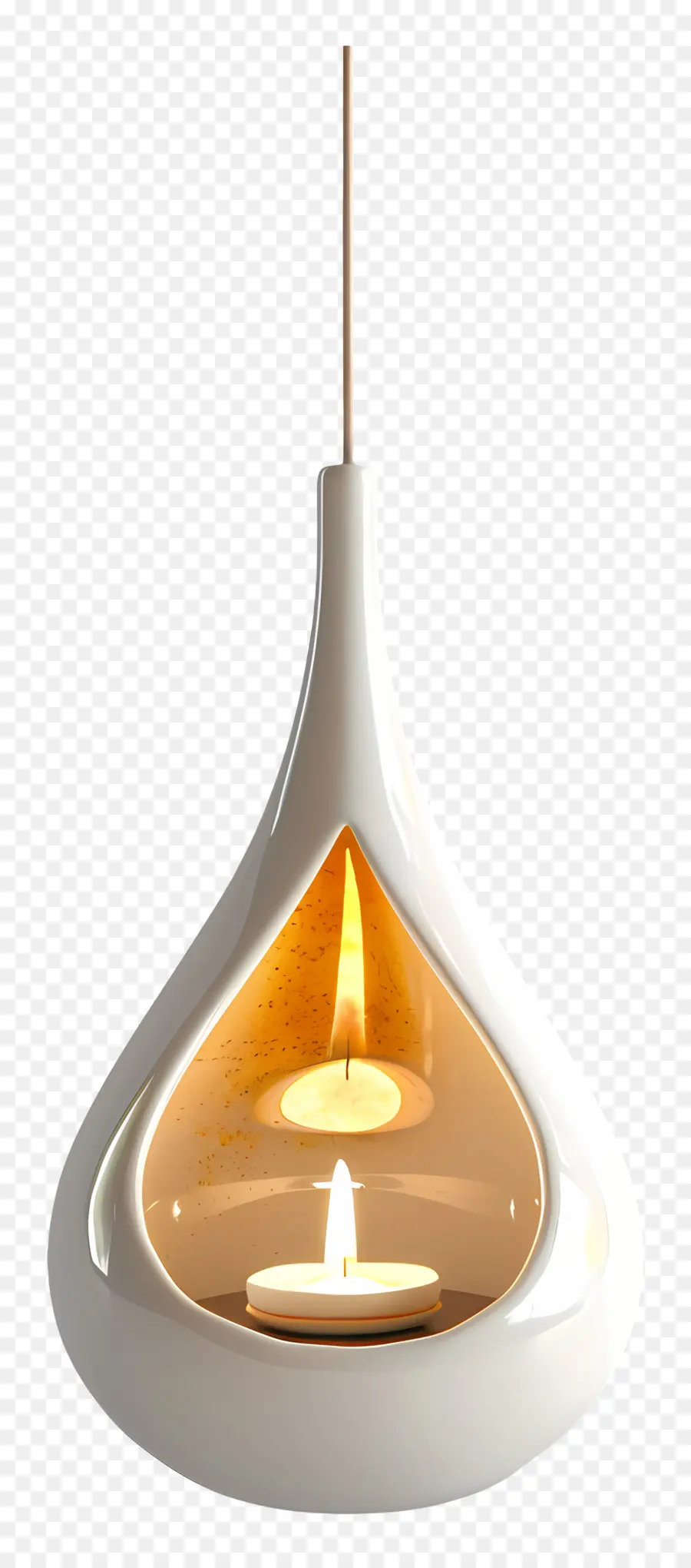 Porta di tealight sospesa Light Ceramic Light Assict Assict Aibochtime - Luce di cono in ceramica bianca con fiamma luminosa all'interno