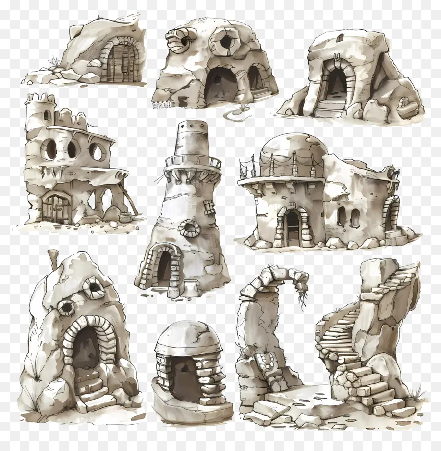 clay structures fantasy buildings stone structures role-playing game towers