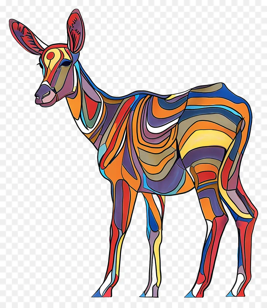 Okapi Gazelle Hirsch bunte Streifen - Farbenfrohe gestreifte Gazelle oder Hirschzeichnung