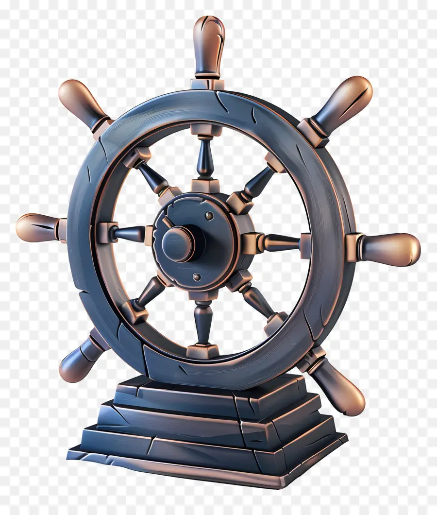 ship rudder ship steering wheel wooden poles metal grip
