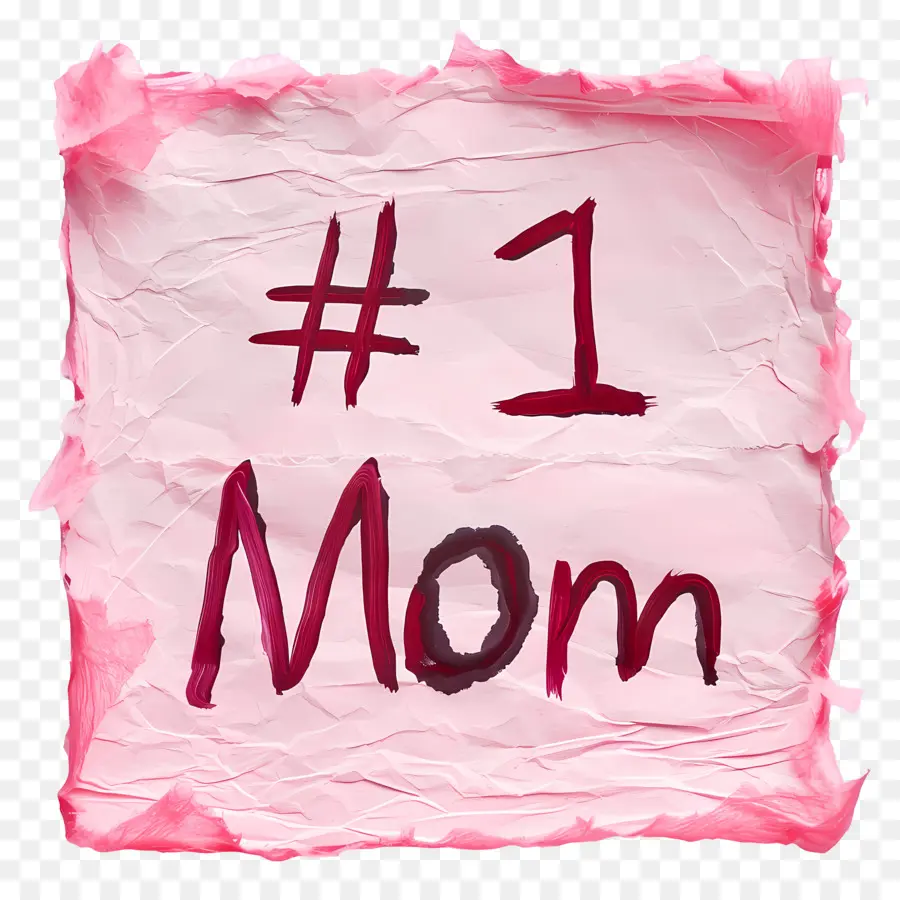 Nummer eins Mutter Pink zerknittertes Papier roter Farbe Abstrich - Pink zerknittertes Papier mit rot 