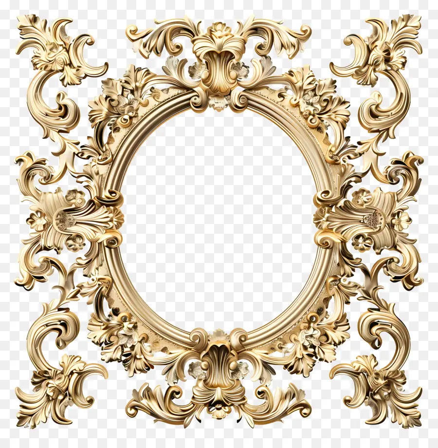 gold Rahmen - Gold verziert, abgerundeter Rahmen, symmetrisch, leer