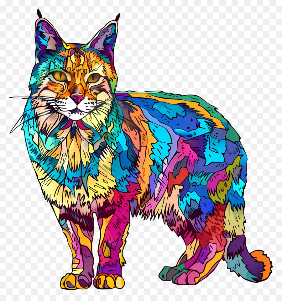 mô hình trừu tượng - Con mèo đầy màu sắc với hoa văn lông trừu tượng