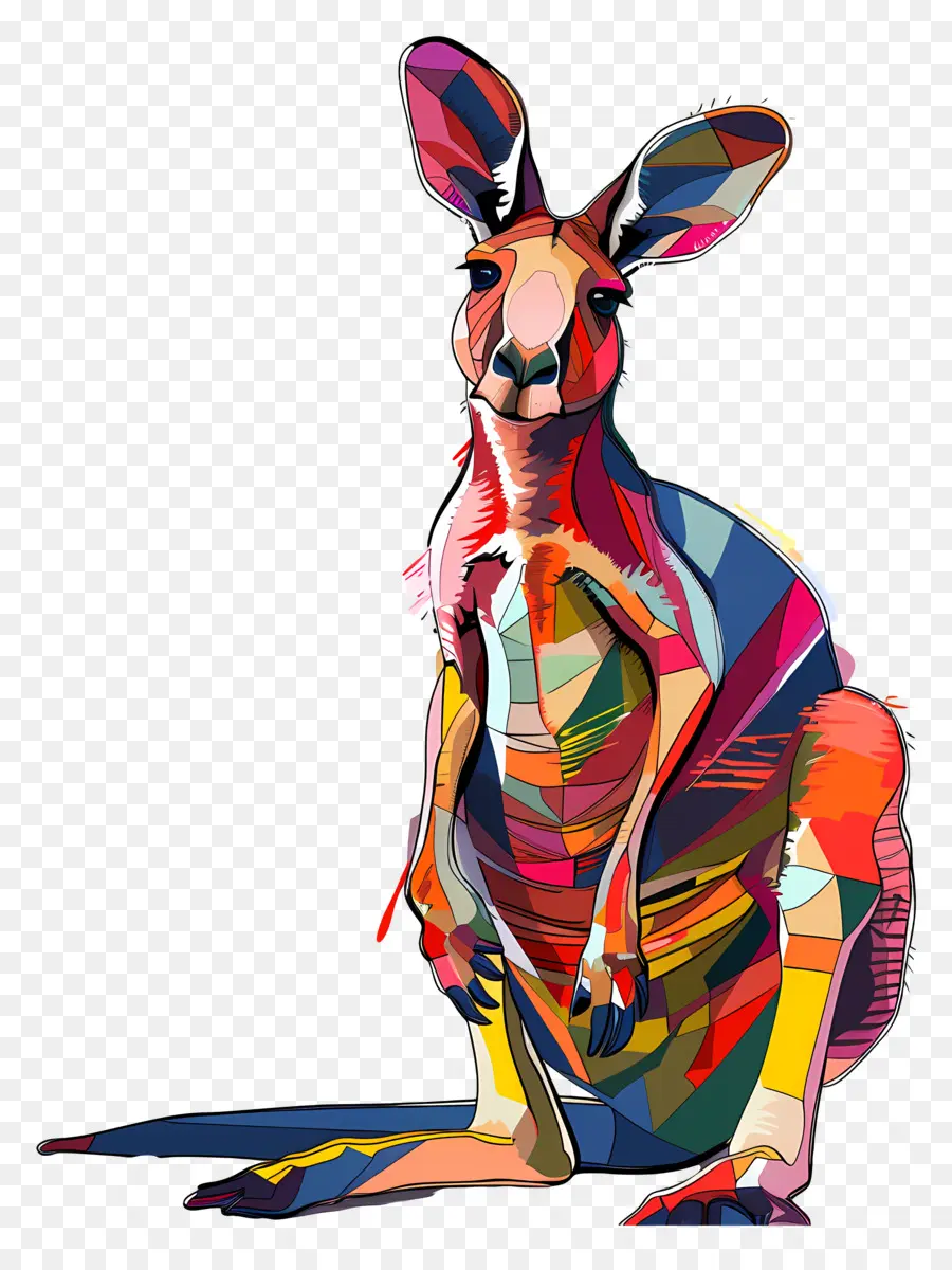 Känguru digitales Gemälde Regenwald Wildtierschalel - Buntes Känguru im Regenwald mit Schal