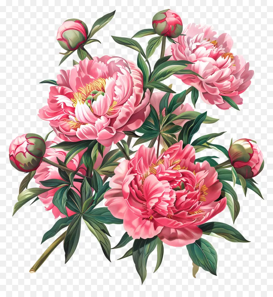 Gesteck - Pink Peonies Bouquet in Vase mit Knospen