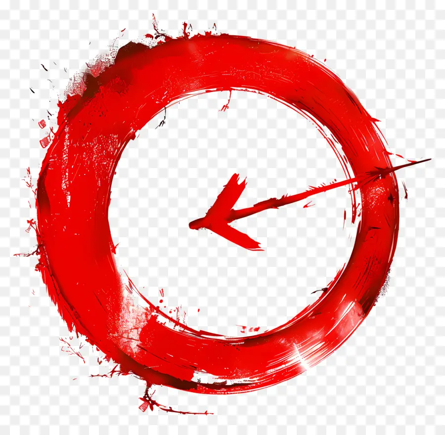 Roter Kreis - Rote Farbe spritzt auf die Uhr Gesicht