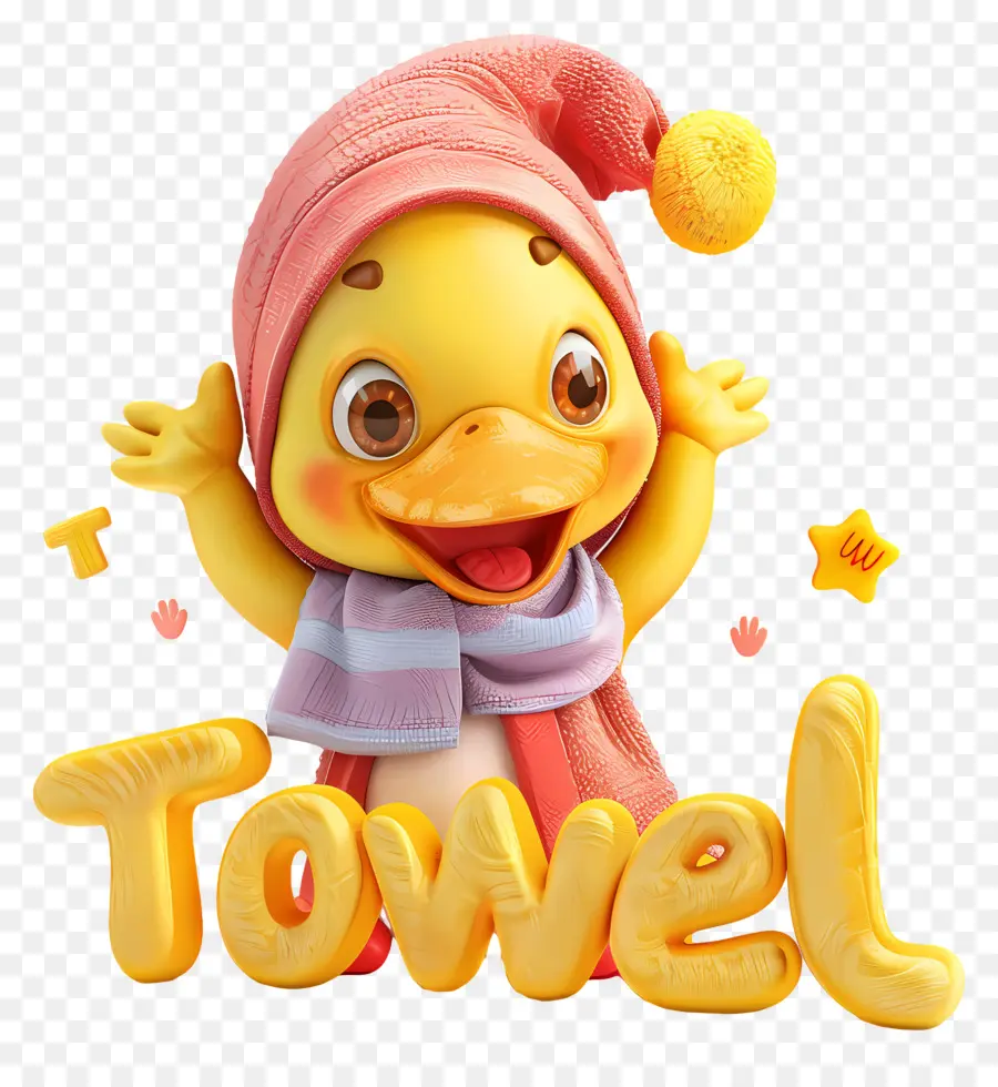 Handtuch Tag Enten Handtuch Cartoon süß - Happy Ente im Handtuch schwenkt glücklich