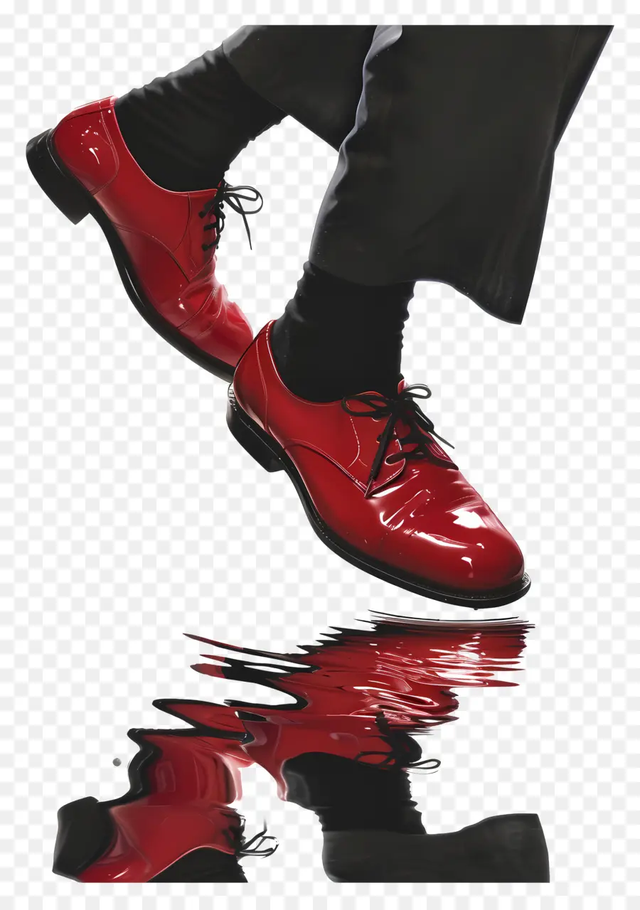 TAP DAY DAY MODE FODE ROTE KEAUSSUHE Schwarze Hosen weißes Hemd Hemd - Mann in roten Schuhen, die durch den Pool gehen