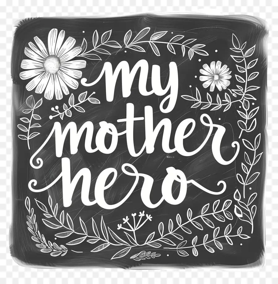 my hero calligraphy floral decorations black and white illustration ornate design