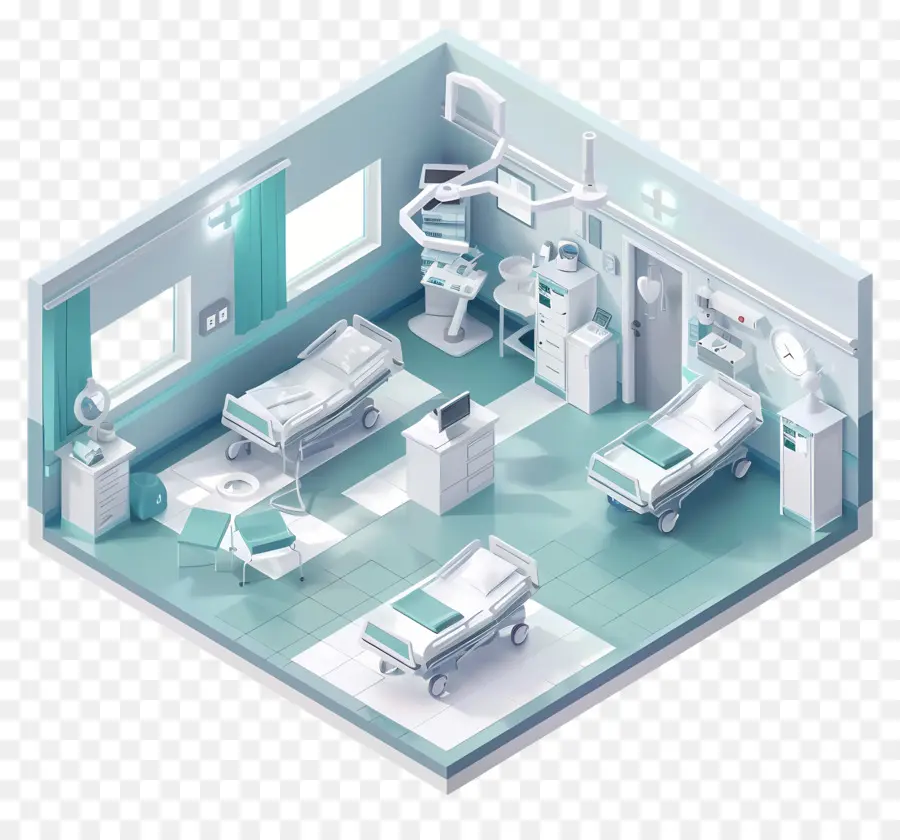 ống nghe - Phòng y tế với thiết bị, ghế, bàn