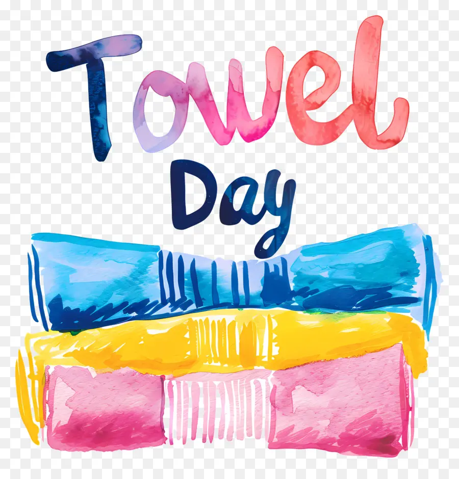 asciugamani da giorno di asciugamano giallo blu multicolore - Asciugamani colorati su sfondo nero con testo
