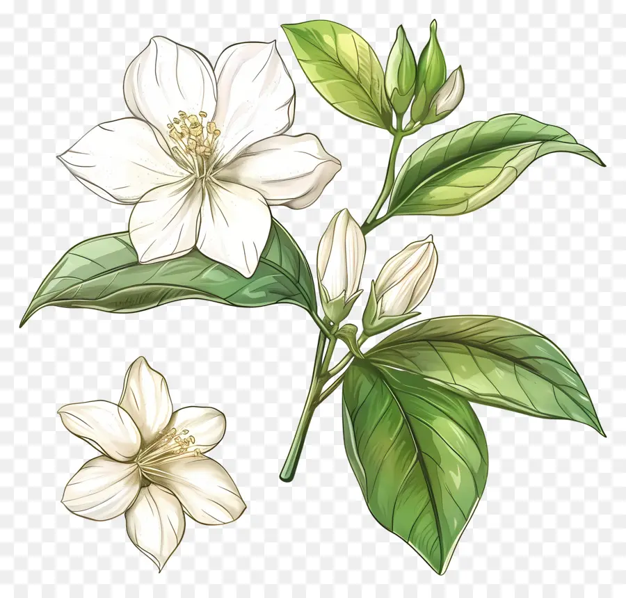 hoa nhài - Hoa Jasmine trắng trong quá trình nở hoa