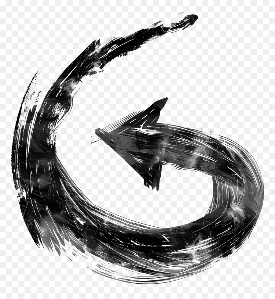 charcoal arrow spiral black and white painting abstract