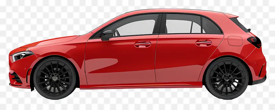 Fließheckback -Seitenansicht Luxusauto Limousinen Station Wagon Red Car - Luxuriöse rote Limousine mit silbernen Rädern