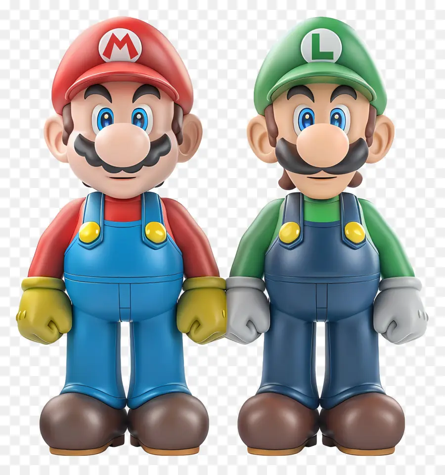 Mario Bros - Zwei Figuren stehen, lächeln und unterhalten sich