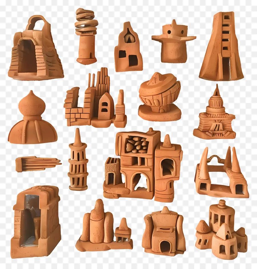 Strutture di argilla Miniature di argilla Modello del modello di castello di piccola casa - Modelli in miniatura di argilla, castello, torre, forme della casa