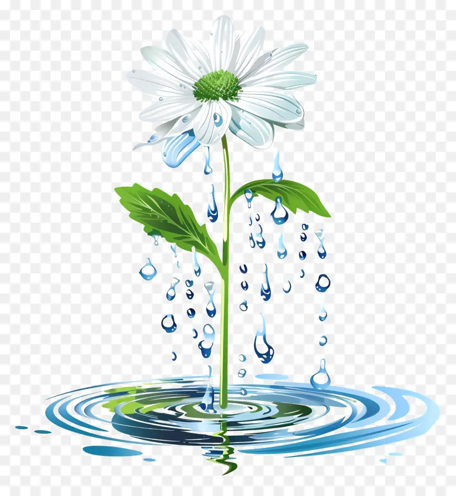 fiore d'acqua bianco margherita gocce d'acqua fiore - Margherita bianca con gocce d'acqua