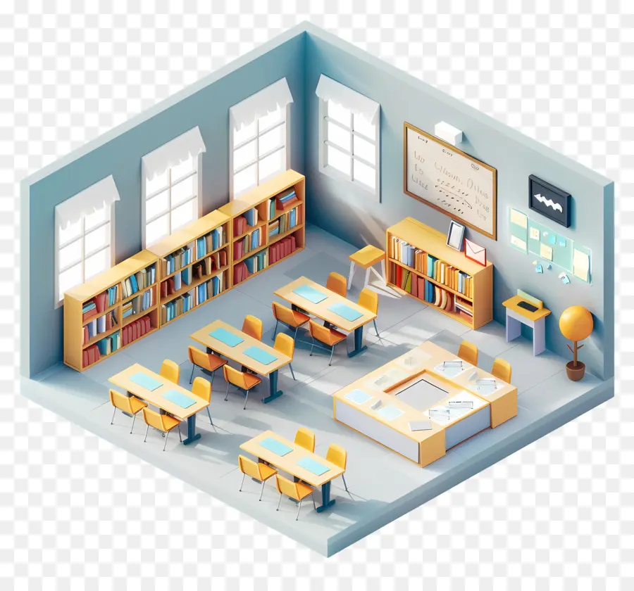 Schulklassenzimmer Büroflächenstuhl Arbeitsbereich - Geräumiges, gut beleuchtetes professionelles Büro mit Büchern