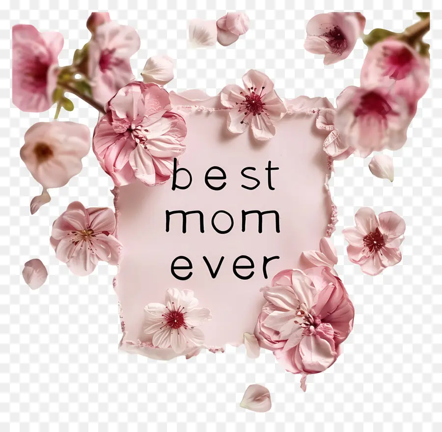 best mom ever sakura blossom pink black background elegant design