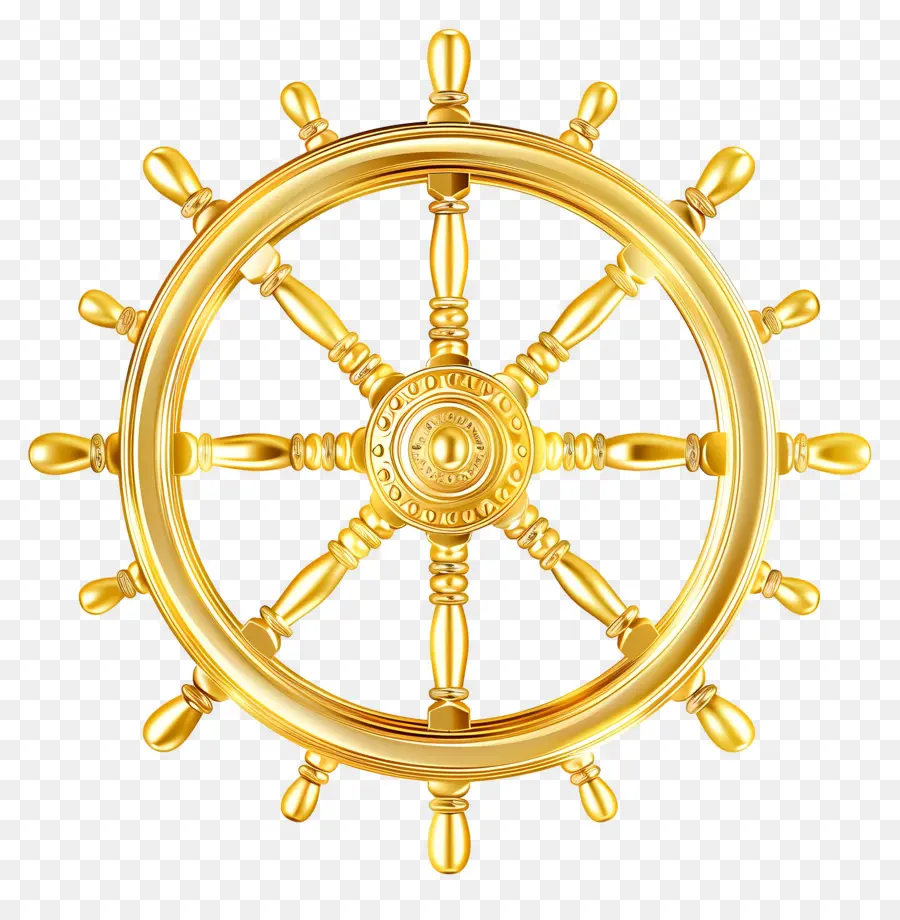 gold ship wheel nautical decor metal structure spokes hub