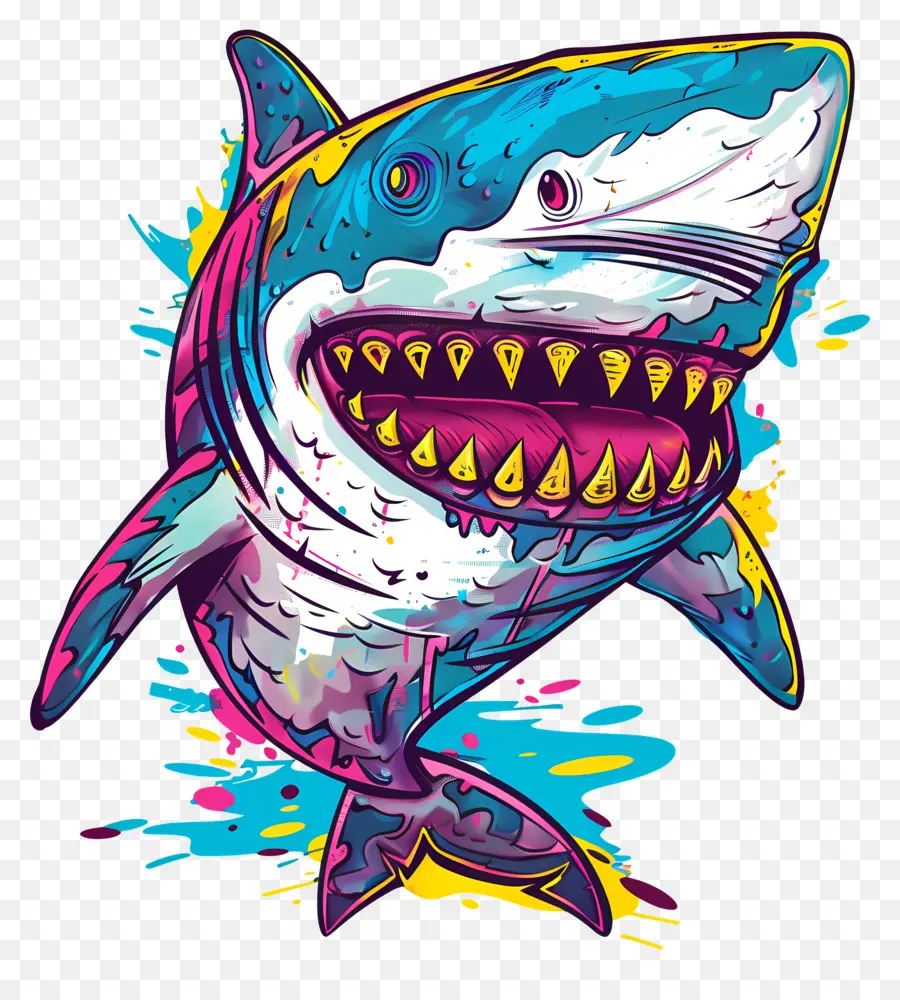 cá mập - Cá mập đầy màu sắc, vui tươi với miệng mở