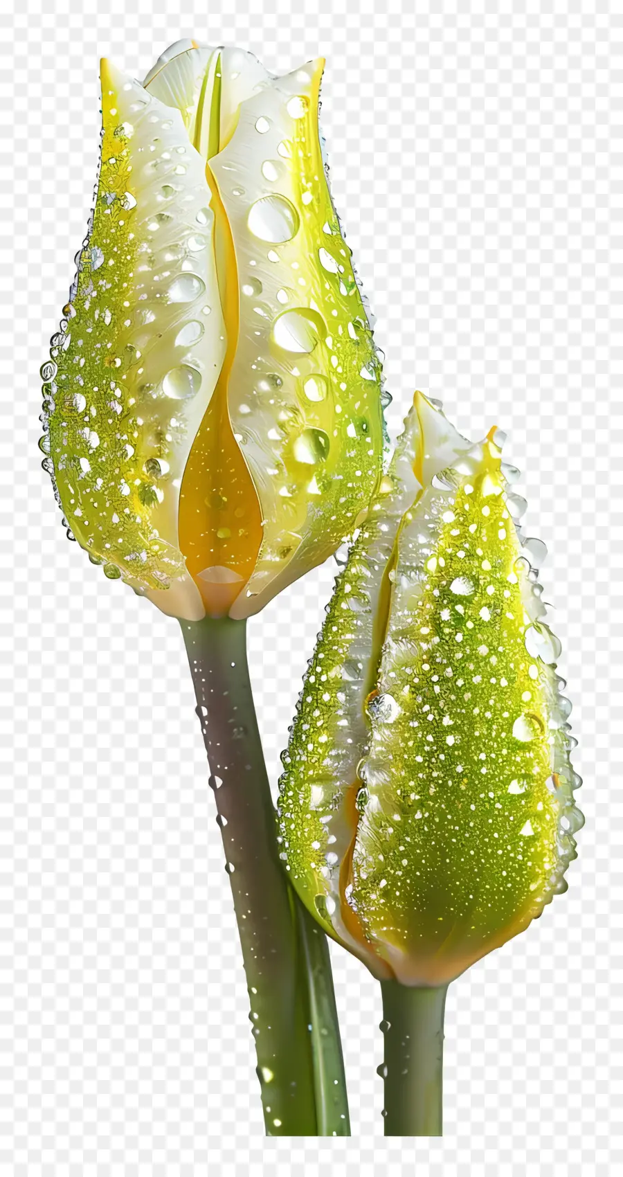 Wassertropfen - Zwei gelbe Tulpen mit Wassertropfen