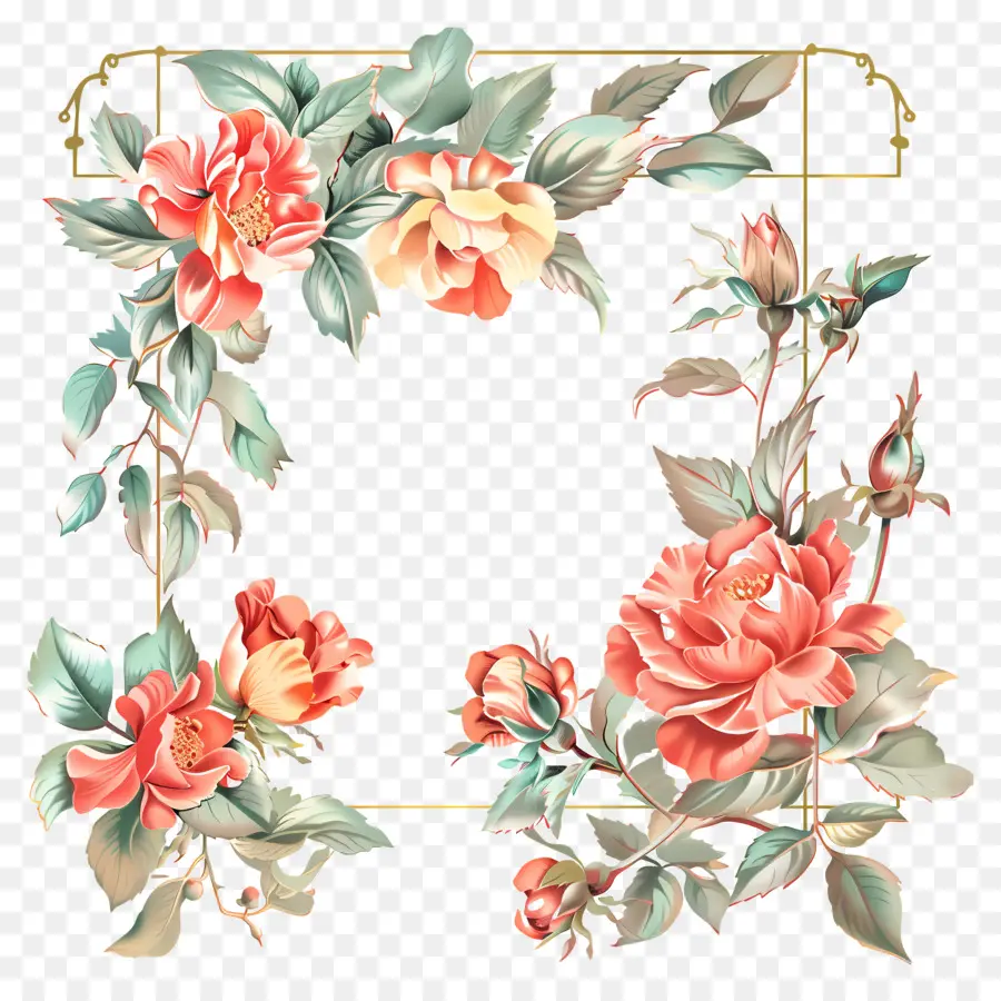 khung - Khung hoa cổ điển với hoa hồng hồng