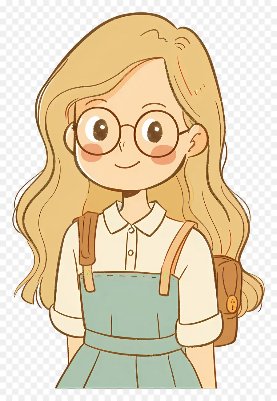 bicchieri - Donna dei cartoni animati con occhiali e zaino sorridente