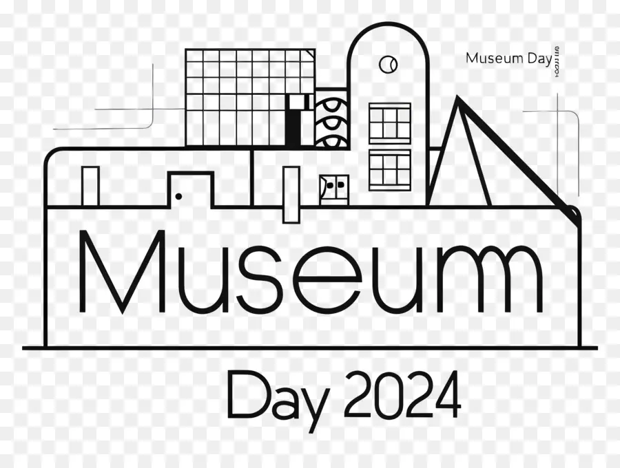 Bảo tàng Bảo tàng Quốc tế Bảo tàng Bảo tàng Ngày 2024 Logo Logo - Bảo tàng đen trắng hiện đại Ngày 2024 Logo