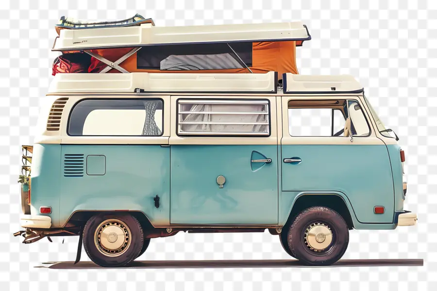 Đường chuyến đi trong ngày cổ điển Volkswagen Bus Reserop Lều Cargo Area Trip - Xe buýt Vintage Volkswagen có lều trên sân thượng đỗ