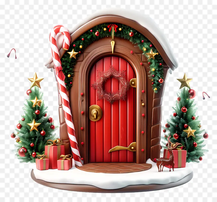 Weihnachten Haus - Kleines rotes Weihnachtshaus mit Dekorationen