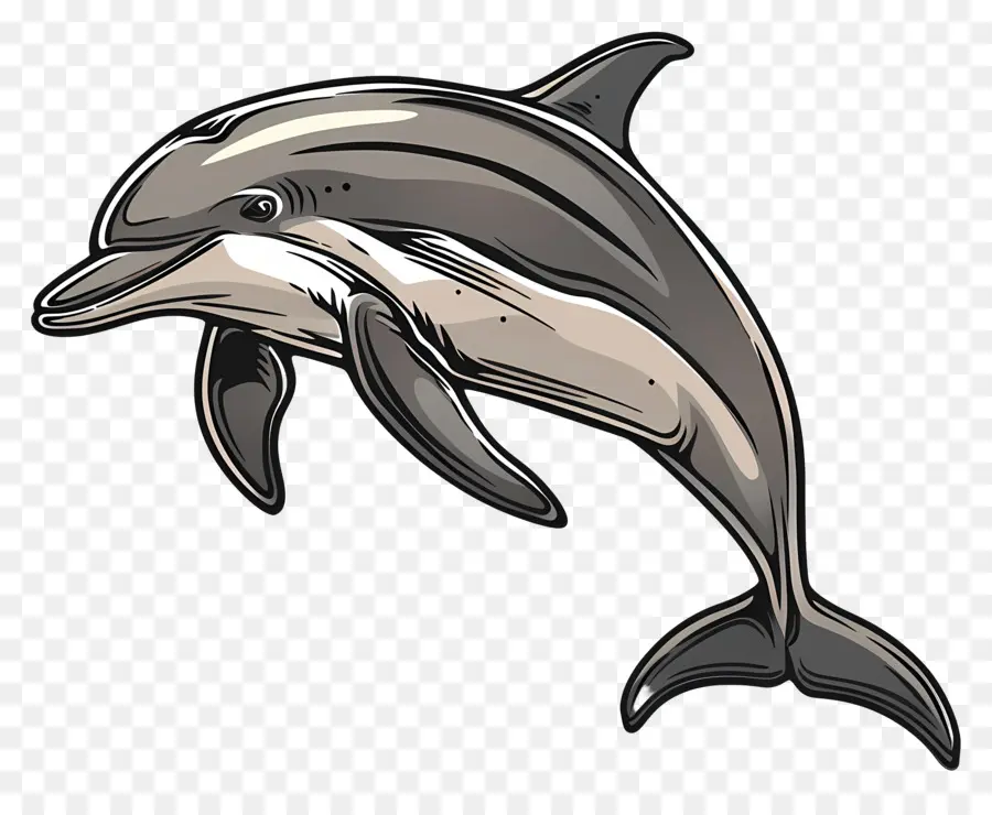 Delphin -Delphin -Sprungprofil - Einfache Schwarz -Weiß -Sprungdelphinzeichnung