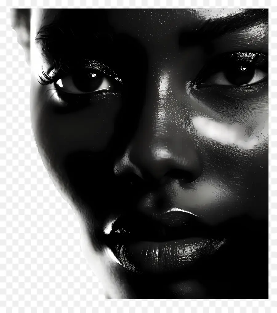 Schwarze Frau Gesicht Afroamerikaner Dark Haut definierte Gesicht großer Stirn - Dunkelhäutige Frau mit geschlossenen Augenporträts