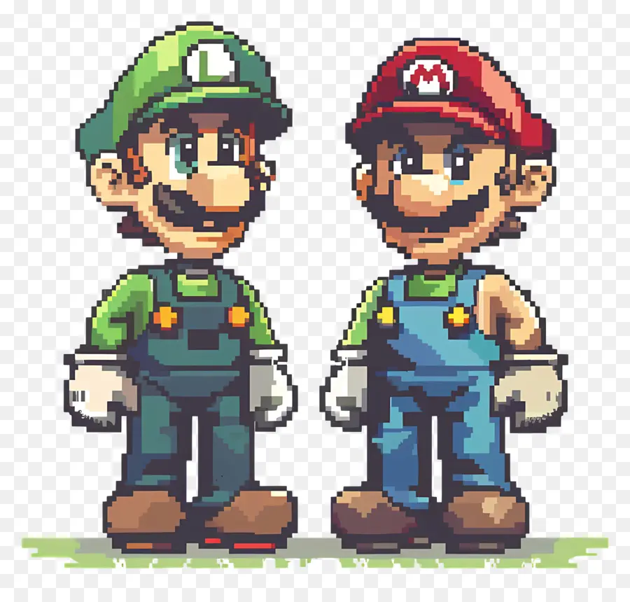Mario Bros - Zwei Charaktere in grünen Kleidung lächeln zusammen