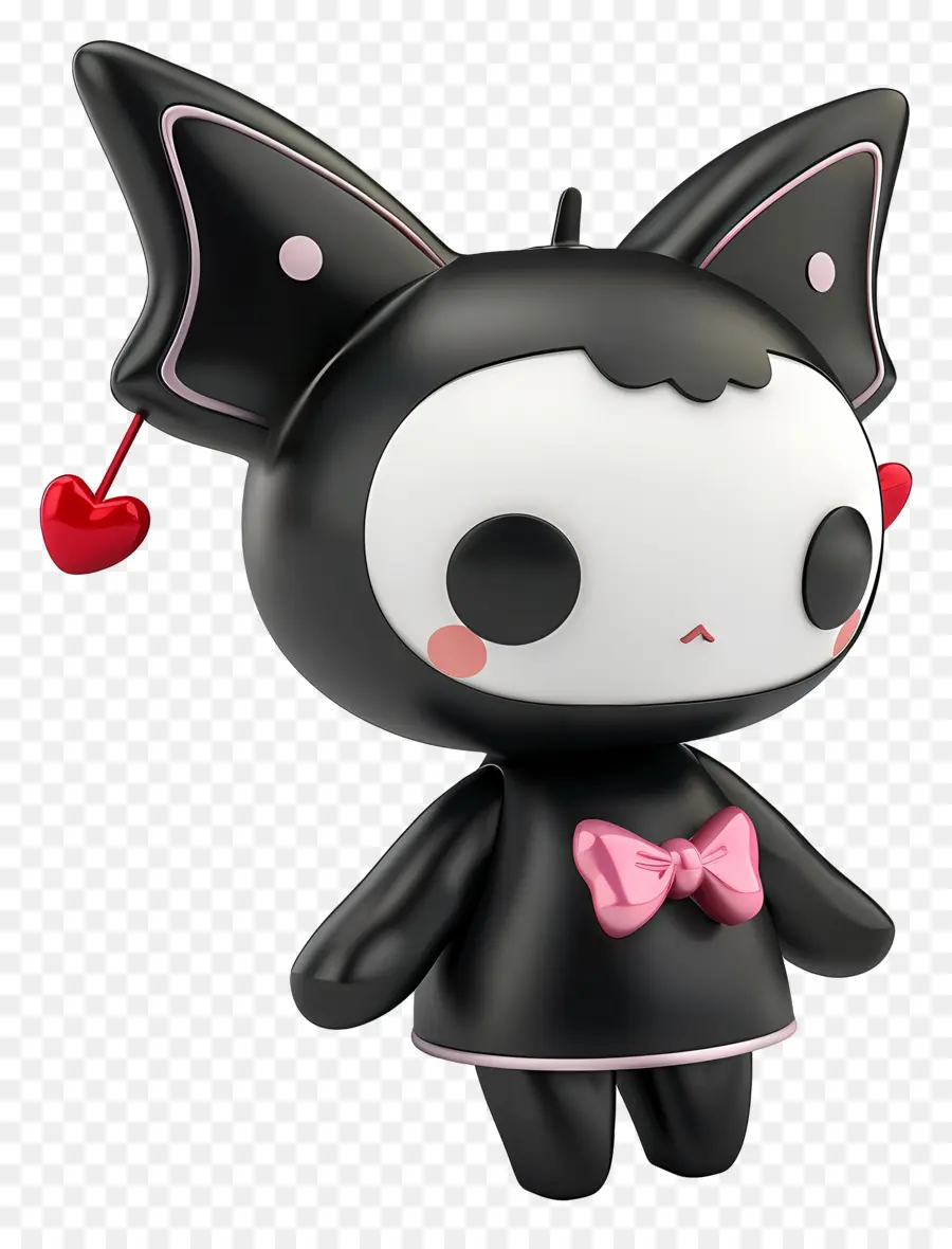 a forma di cuore - Figura giocattolo nera con fiocchi e cuore