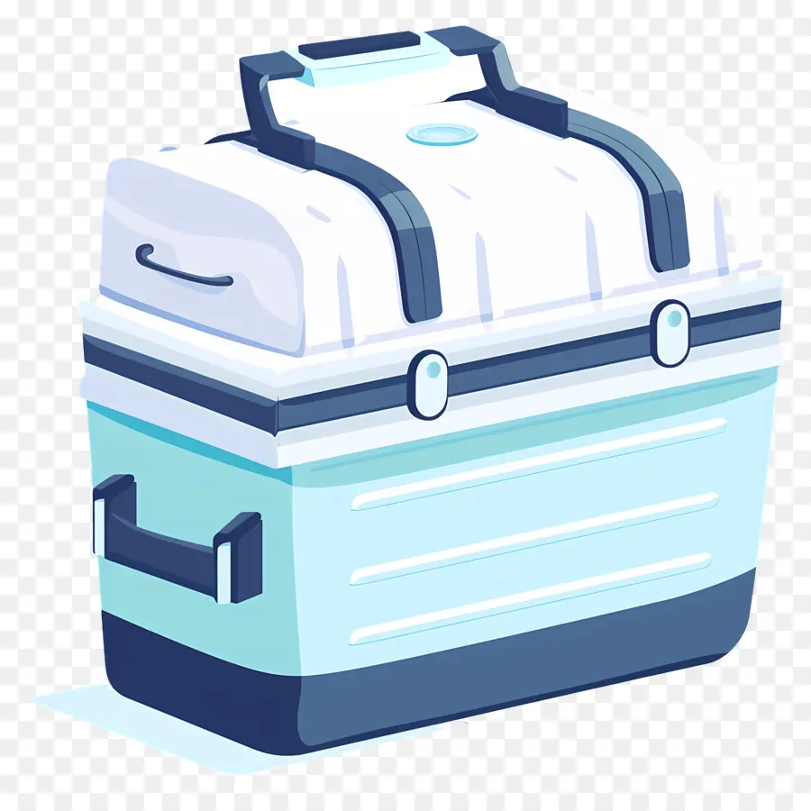 Kühler tragbarer Eisbox -Koffer -Reisegepäck - Blauer und weißer Metallkoffer mit Rädern