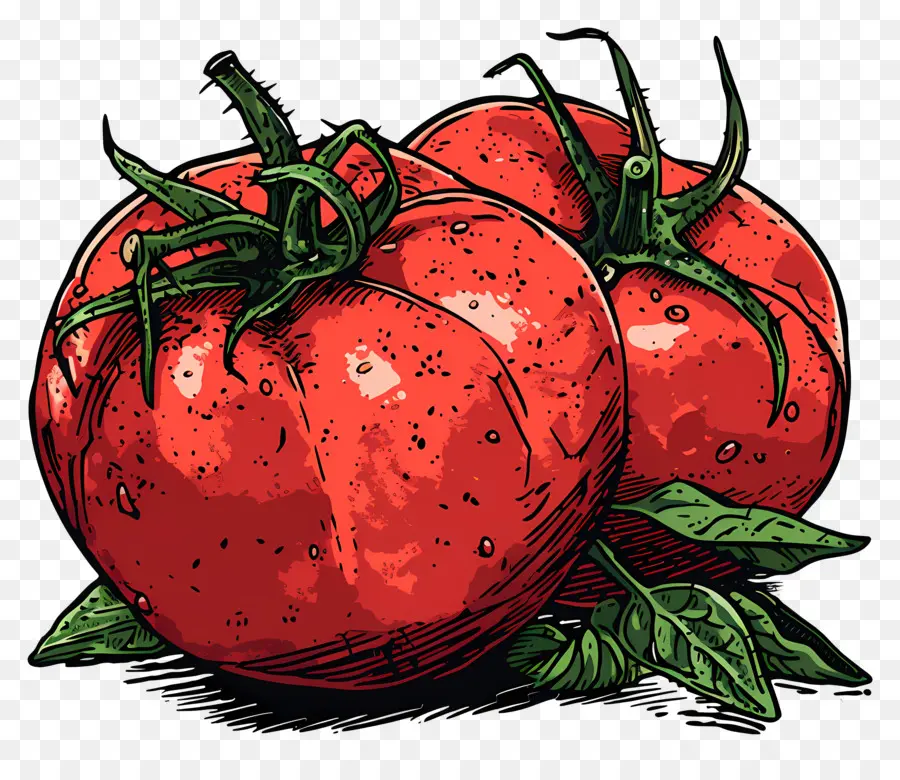 pomodori pomodori verdure rosse maturi - Pomodori rossi maturi con foglie verdi