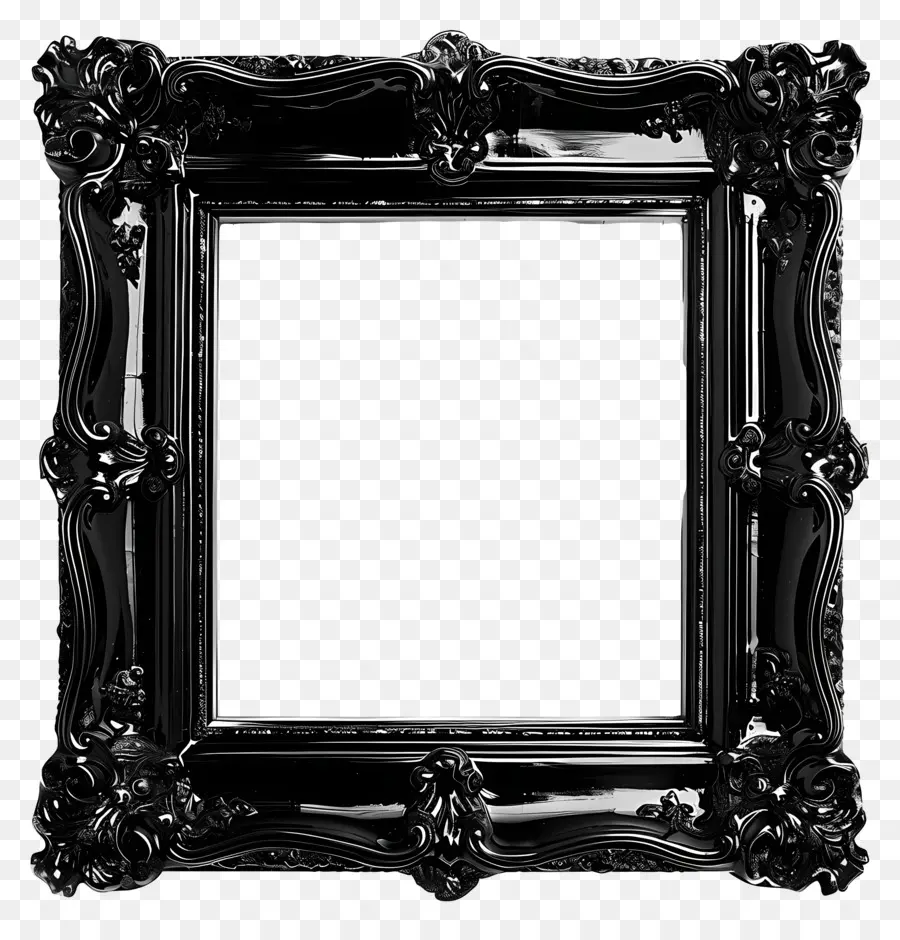 schwarzer Rahmen - Komplizierter schwarzer gerahmter Spiegel mit glänzendem Finish
