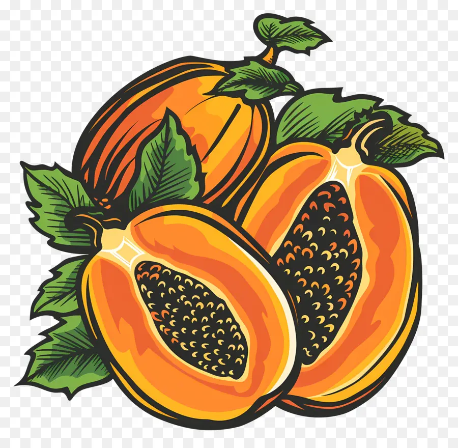 papaya ripe papaya cut open orange flesh seeds