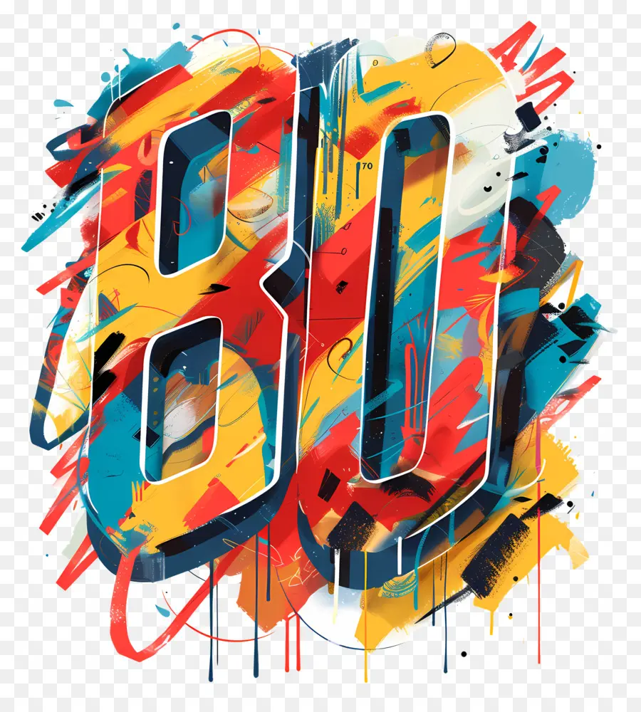 Numero 80 Spray Paint Art Colors Bright Black Sfondo Graffiti - Vernice spray dai colori vivaci Numero 80